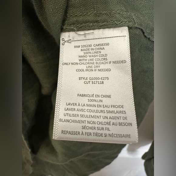 Equipment Knox Lace Up Linen Shirt in Forest Green - Picture 8 of 11